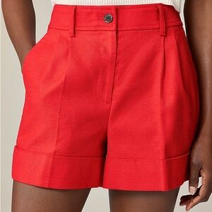 NEW J Crew Remi Short in Stretch Linen Blend Red Size 0 $98 Retail and Sold Out